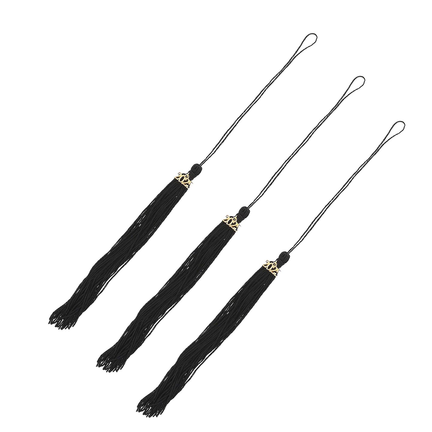 8" Black 2025 Polyester Graduate Mortarboard Tassels 12 Pieces