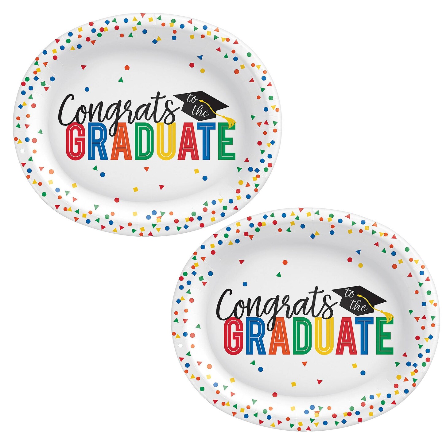12&#x22; Congrats Grad Oval Paper Dinner Plates 20ct