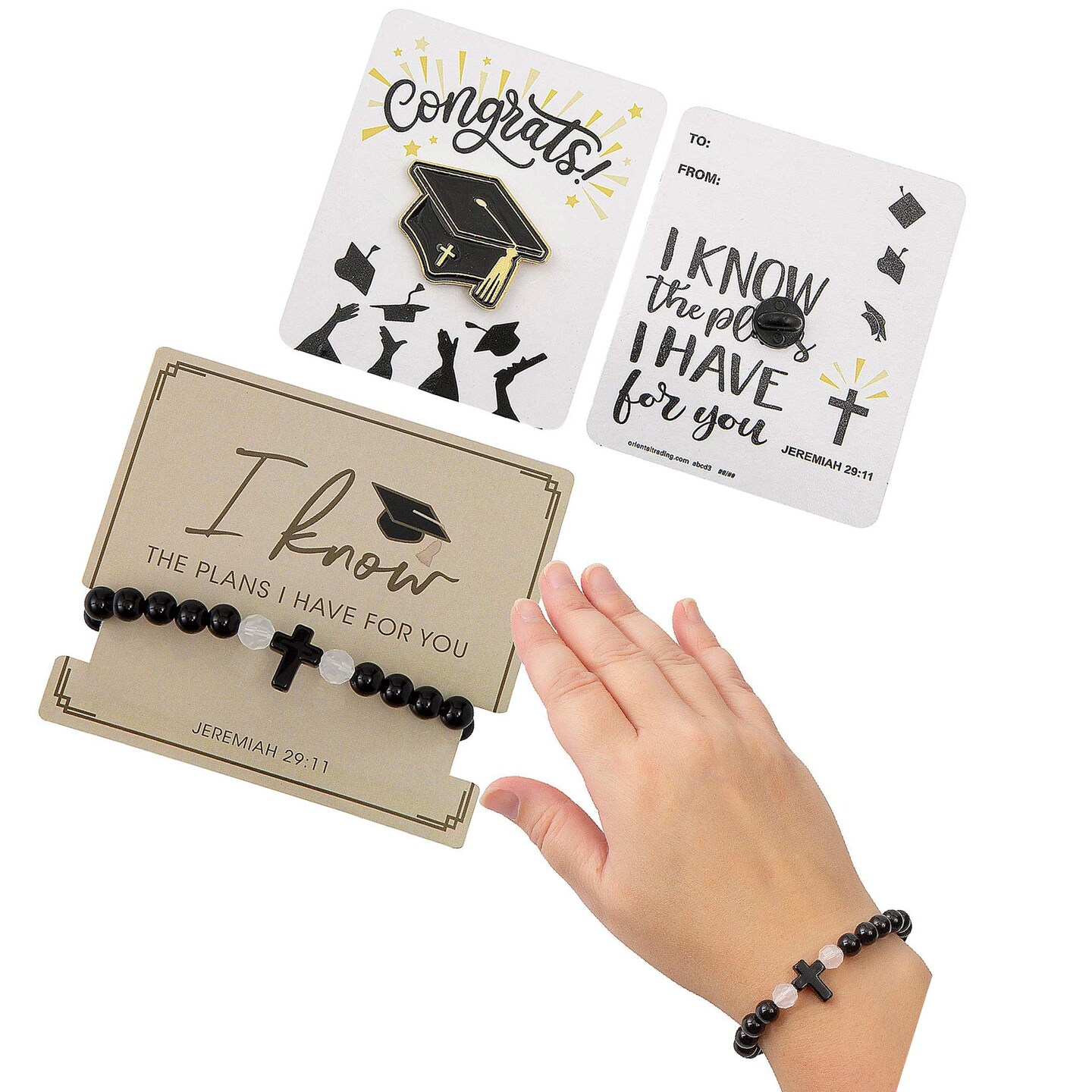 24 Pieces Religious Graduation Jewelry on Card Kit for 12