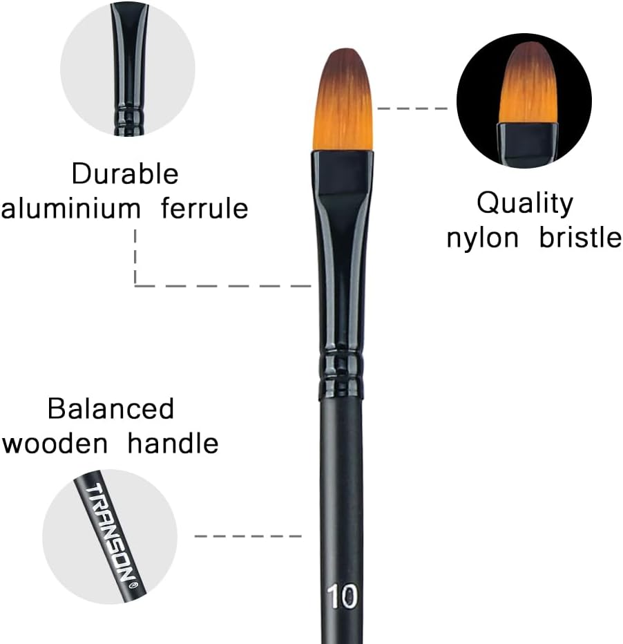 14pcs Artist Paint Brushes for Acrylic, Watercolor, Gouache, Oil and Hobby Painting Black Color