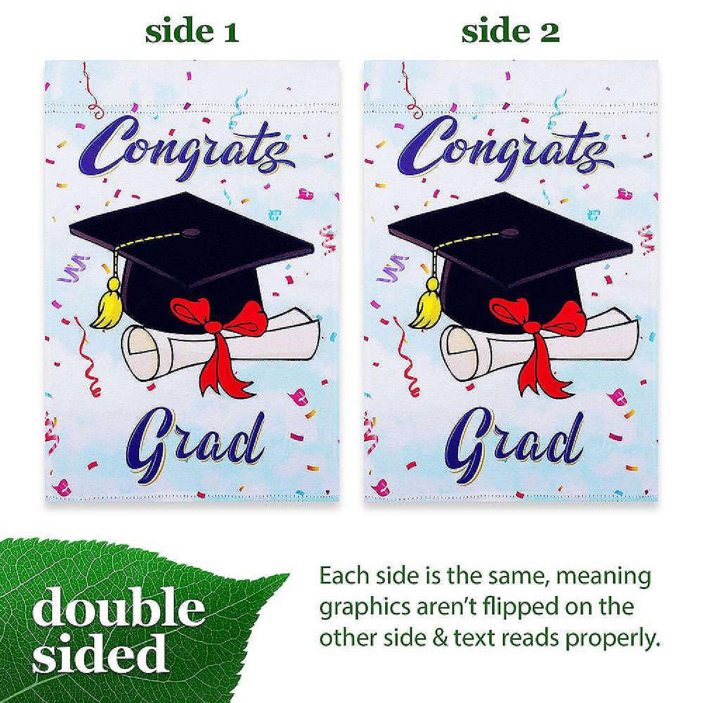 G128 Happy Graduation Garden Flag 12&#x22; x 18&#x22; Double Sided