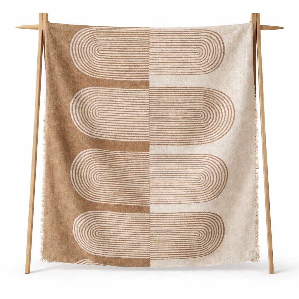 Neutral Textured Throw Blanket – Zulu Boho Woven Blanket, Cozy Modern Home Decor