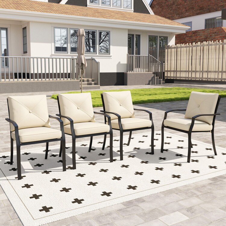 Patio Dining Chairs 2-Piece Metal Frame Mesh Seats Cushions Ergonomic 330 Lb