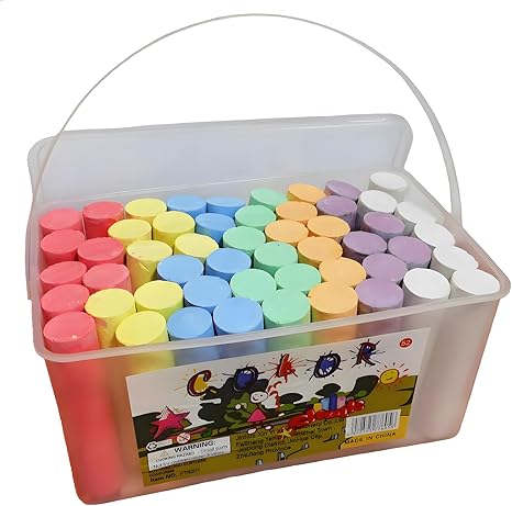 Washable Sidewalk Chalk Set- 52 Pieces 7 Colors Jumbo Chalk For Kid and Adult, Paint on Classroom Chalkboard or Outdoor Playground, Good Gift for Party