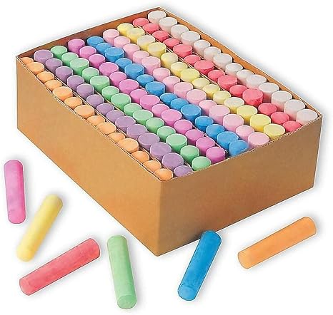 S&#x26;S Worldwide Giant Box of Jumbo Sidewalk Chalk, 126 Pieces, 9 Colors - Bulk Set Color Splash Outdoor Colored Chalk for Kids and Toddlers Ages 3+, Non-Toxic