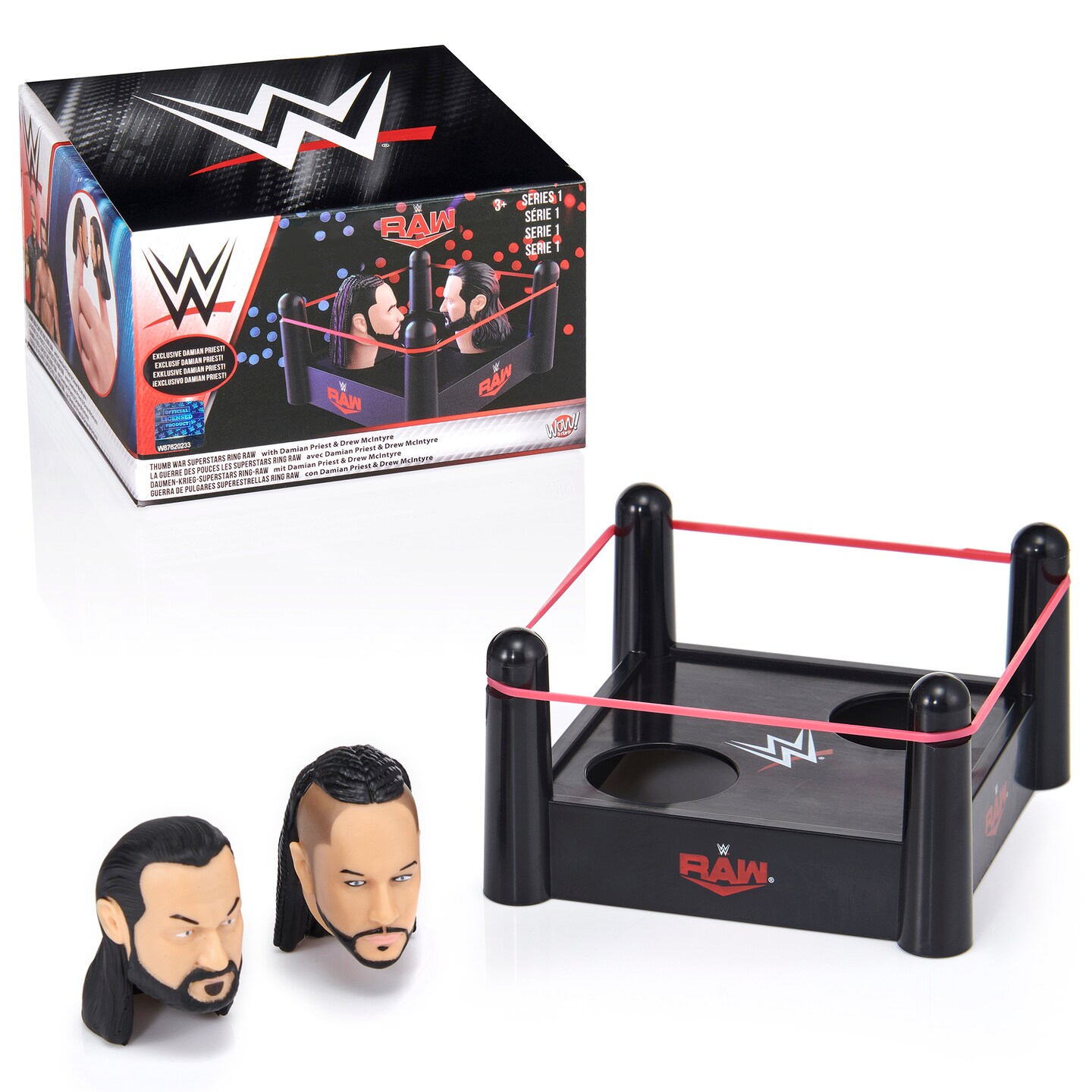 WWE: Thumb War: Superstars Ring Raw - Drew McIntyre VS Damian Priest, 1.5&#x22; Wrestling Characters, Competitive Arena Battle, Novelty Toy, Fans Ages 3+