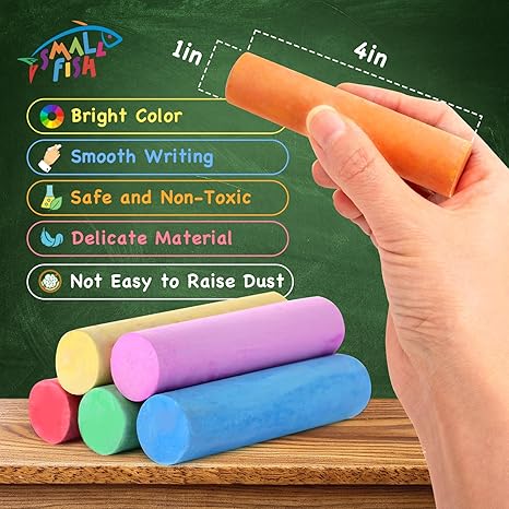 160PCS Sidewalk Chalks Set in 16 Colors: Jumbo Washable Drawing Chalk for Kids Outdoor Art, Non-Toxic Dustless Colored Giant Box Chalkboard Chalk for Toddler Painting on Blackboard, Playground, Party