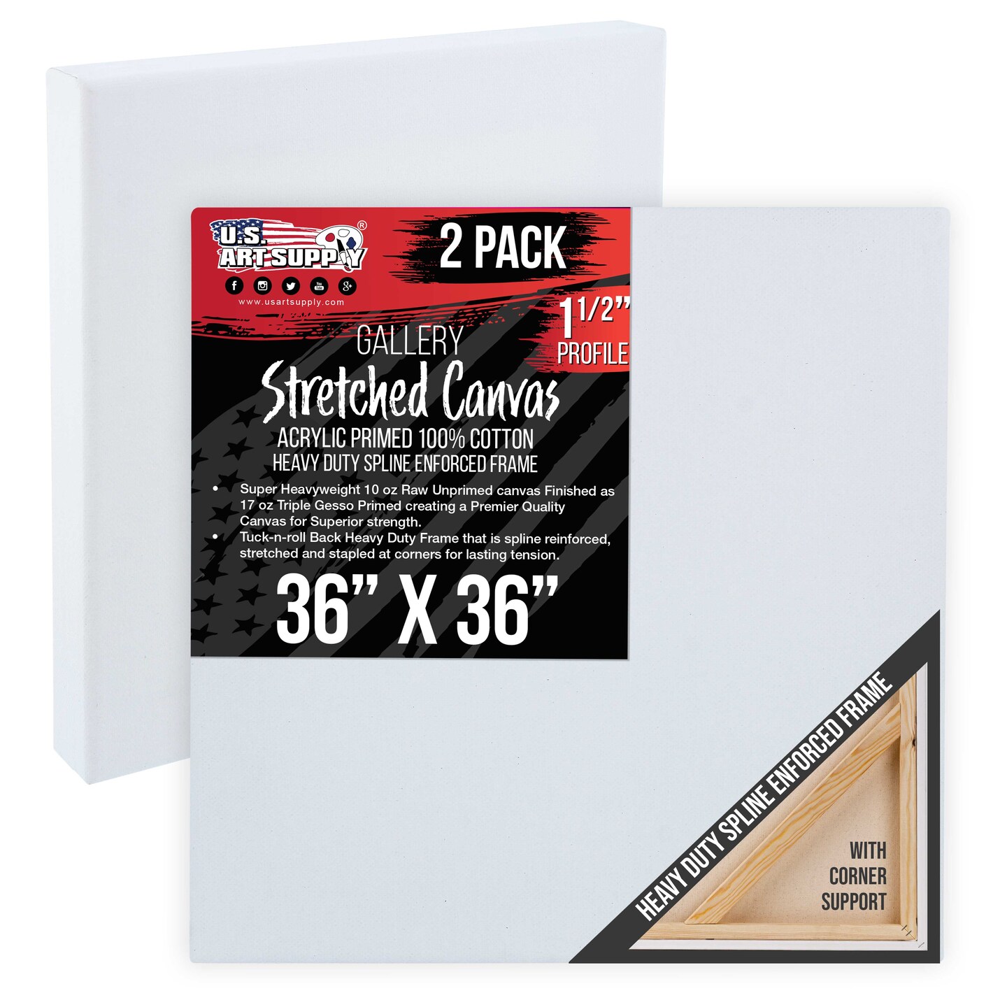 Michaels ARTIST CANVAS キャンバス マイヤーズ Square Stretched Canvas for Painting 36x36 inch Gallery Depth 1-1