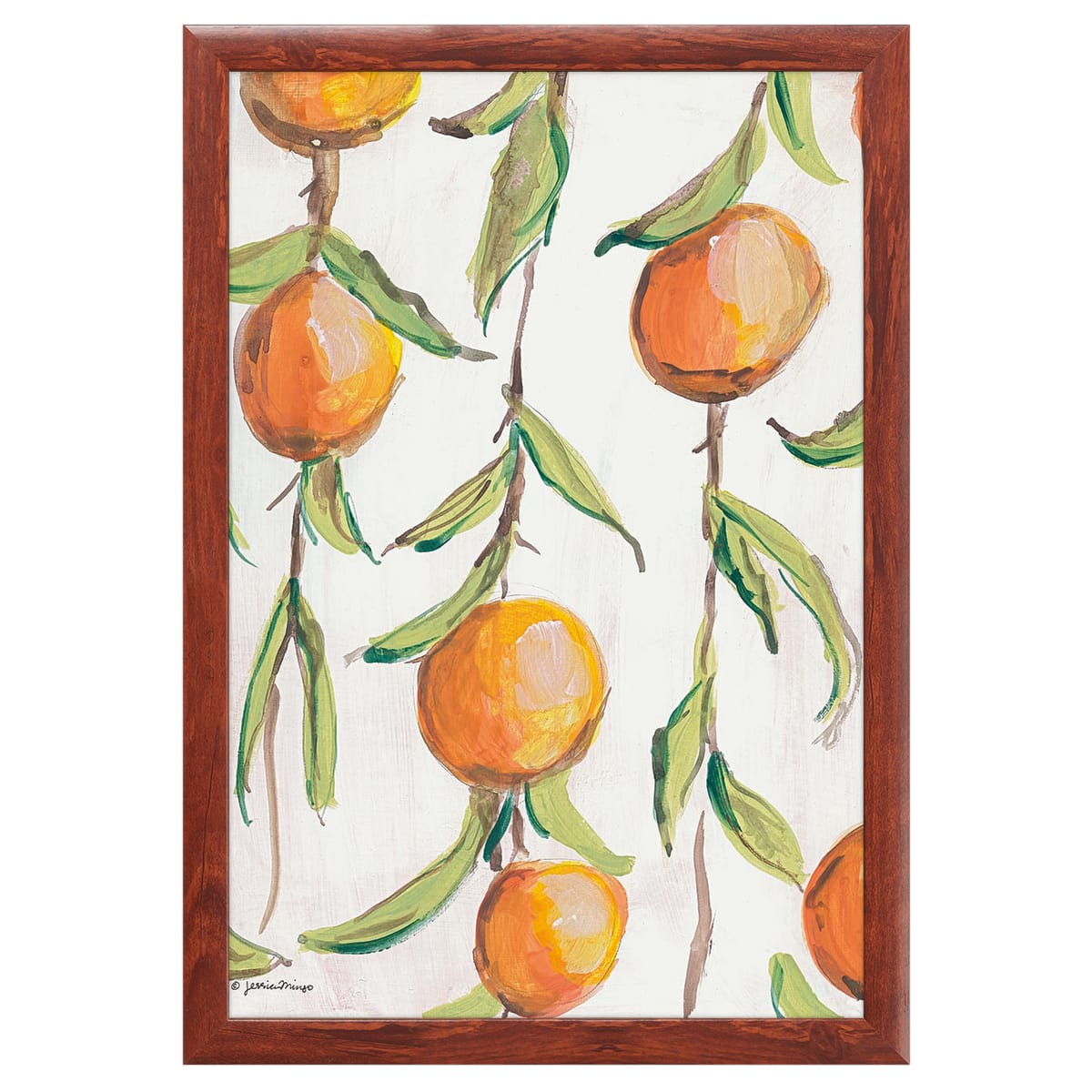 12" x 16" Orange Branch Framed Wall Art, Contemporary Kitchen Home Décor, Glass Facing and Hanging Hardware Included