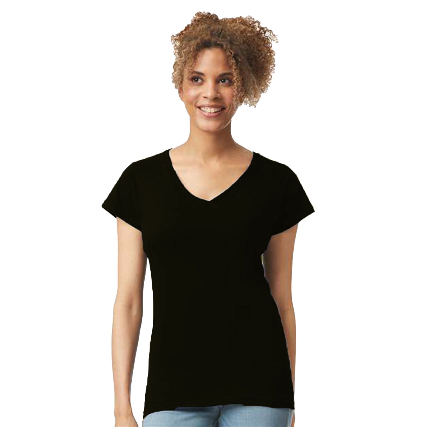 Gildan Short Sleeve Women’s V-Neck T-Shirt – Soft Fitted Cotton Tee for Everyday Comfort