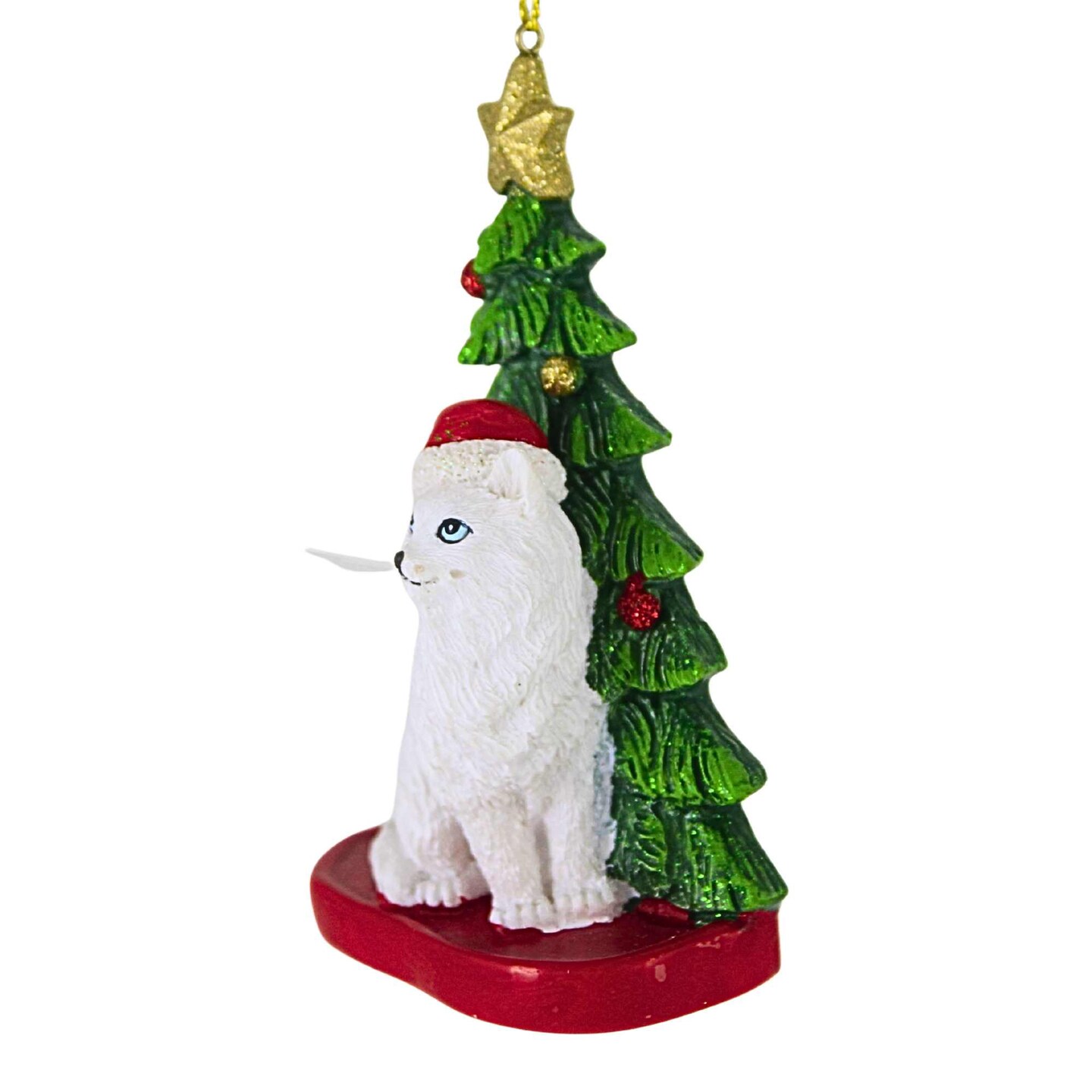 Kurt S. Adler 4.0 Inch Cat W/ Christmas Tree Christmas Tree Ornament , Feline Star Kitten