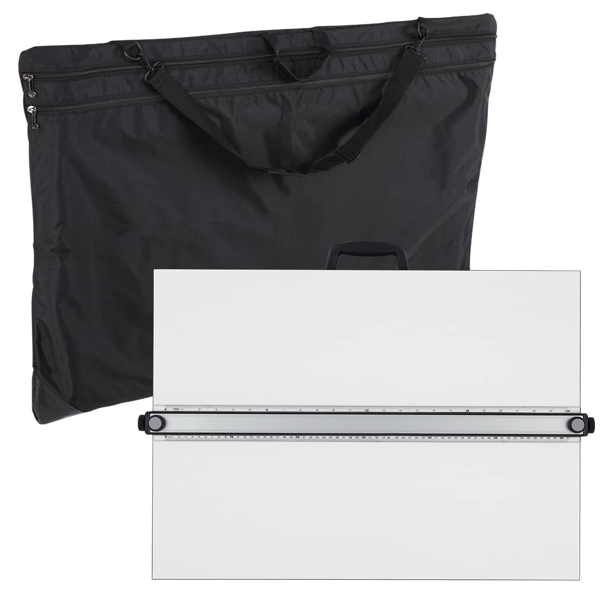 Acurit PXB 16” x 21” Drawing Board & Travel Bag for Artists & Designers - Portable Workspace for Drawing, Sketching, Drafting, Painting - Fixed Angled Laminated Surface w/ Ruler & Parallel Motion Bar