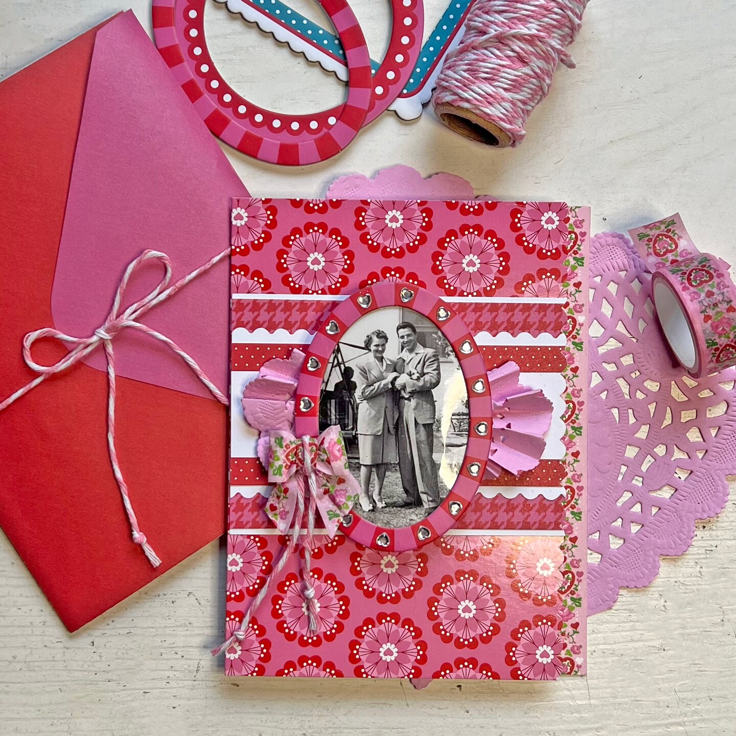 Red, Pink, Blue Diecut Chipboard Frames Everett Rd. by Cathe Holden