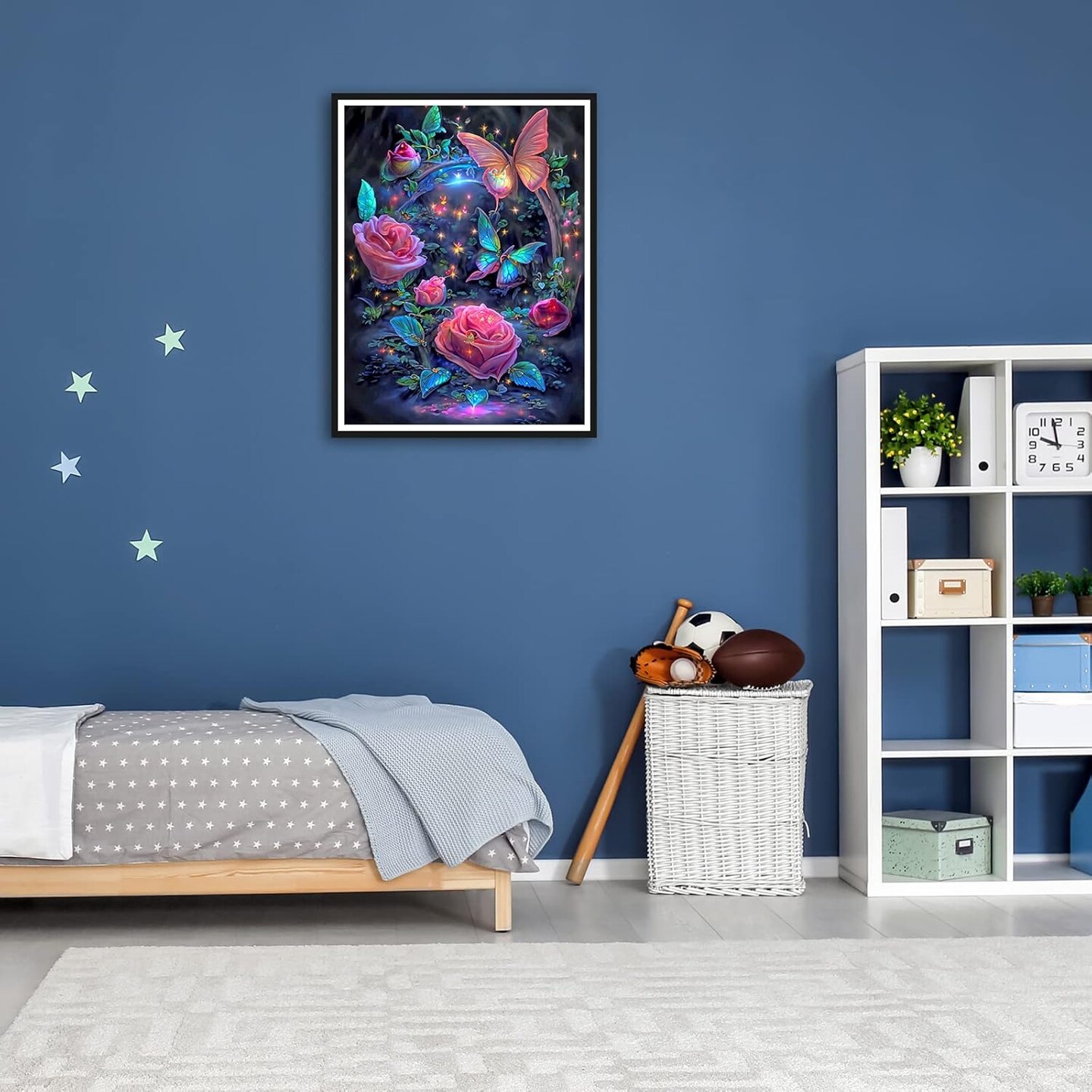 5D Diamond Painting Kit for Adults – Rose Flower & Butterfly Full Drill DIY Art Craft, Round Beads, Home Wall Decor, 12×16 Inch, Perfect Gift