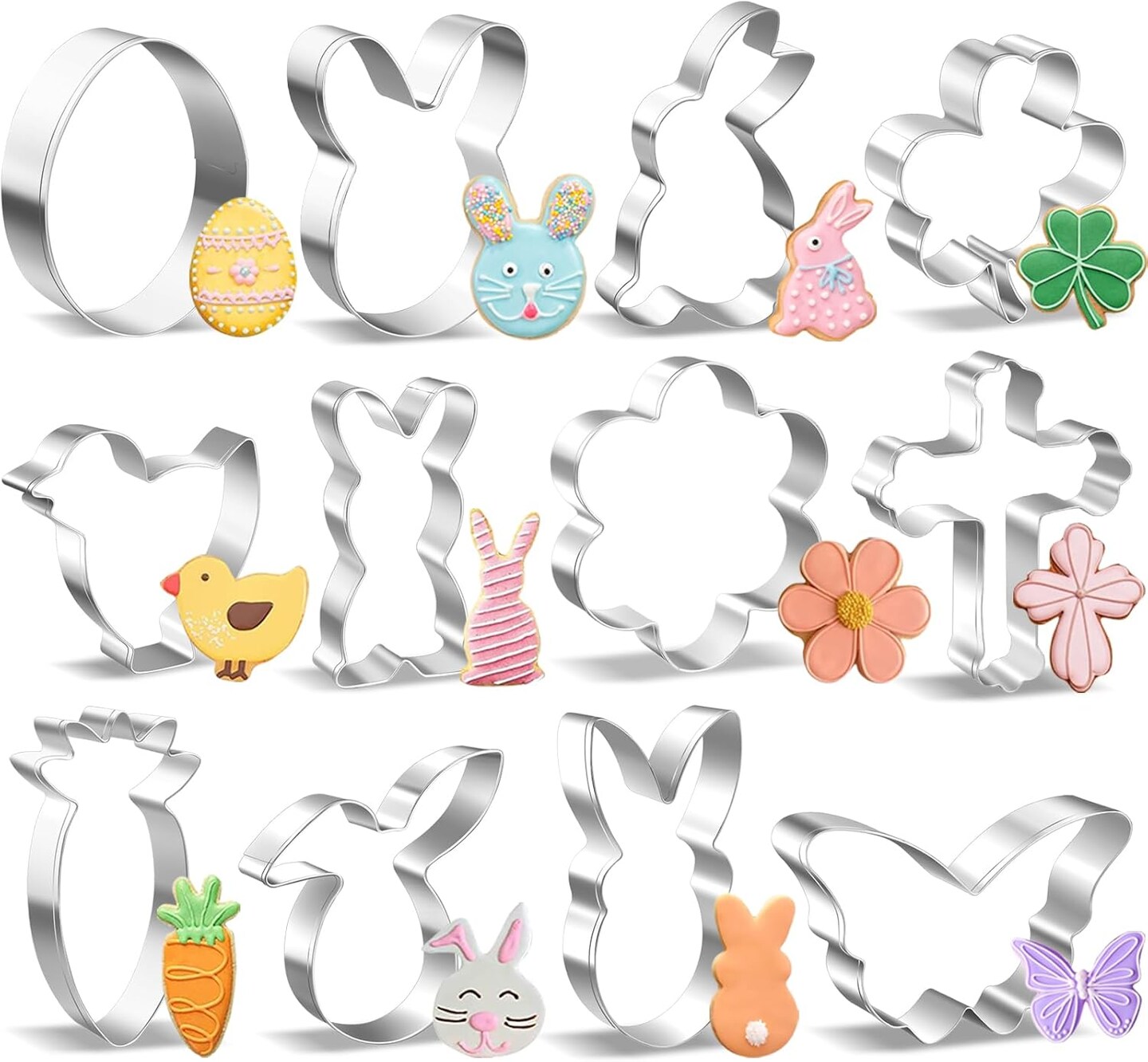 Easter Cookie Cutter Set - 12 Pieces Stainless Steel Cookie Cutters for Baking