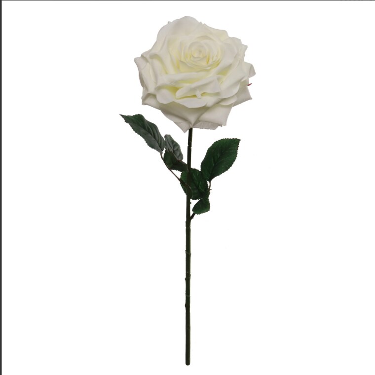 20" Open Rose Stem – 6" Wide Silk Bloom with Lifelike Greenery, Wedding & Home Decor