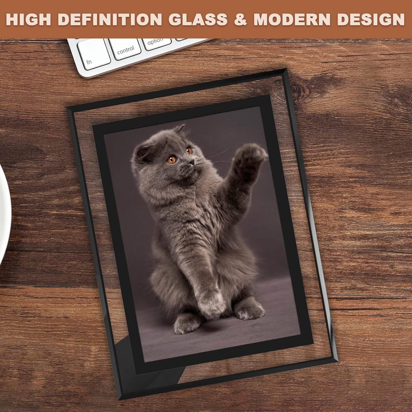 4x6 Picture Frames Set of 2, Black Glass Photo Frame
