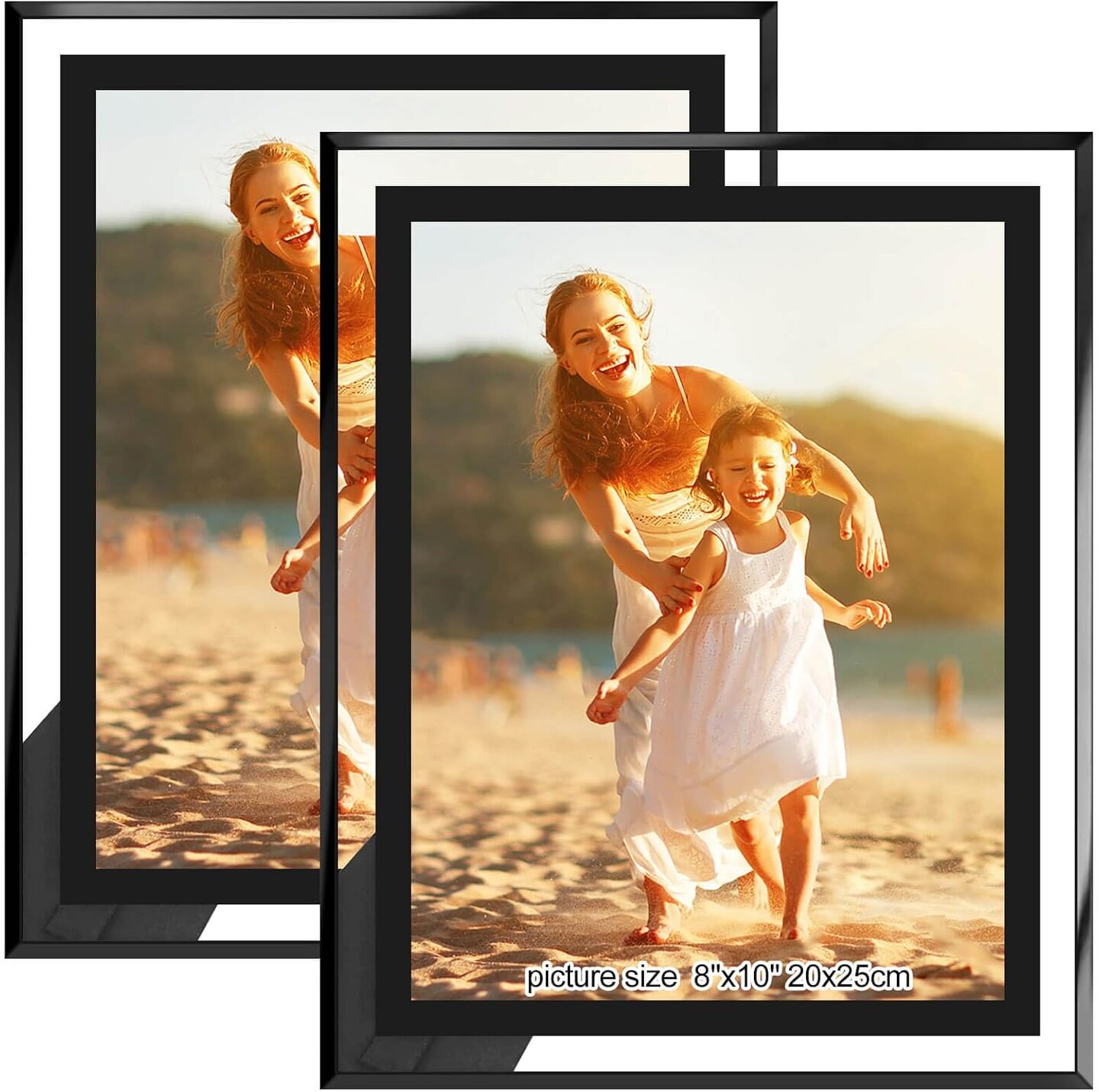 8x10 Picture Frames Black - Set of 2, HD Real Glass 8 by 10 Photo Frame