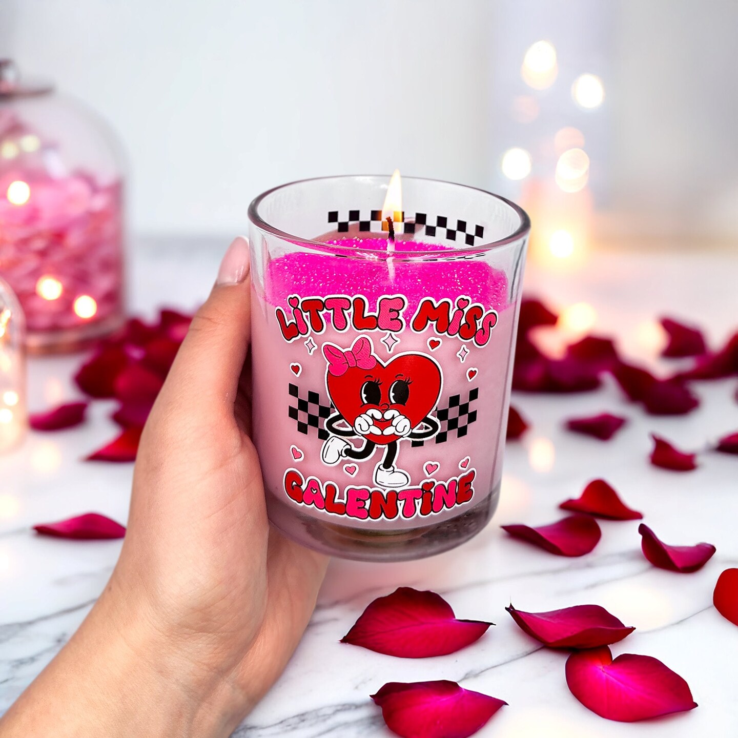 Little Miss Galentine Candle, Vanilla Scented Single Women Pink Valentine's Day Gift