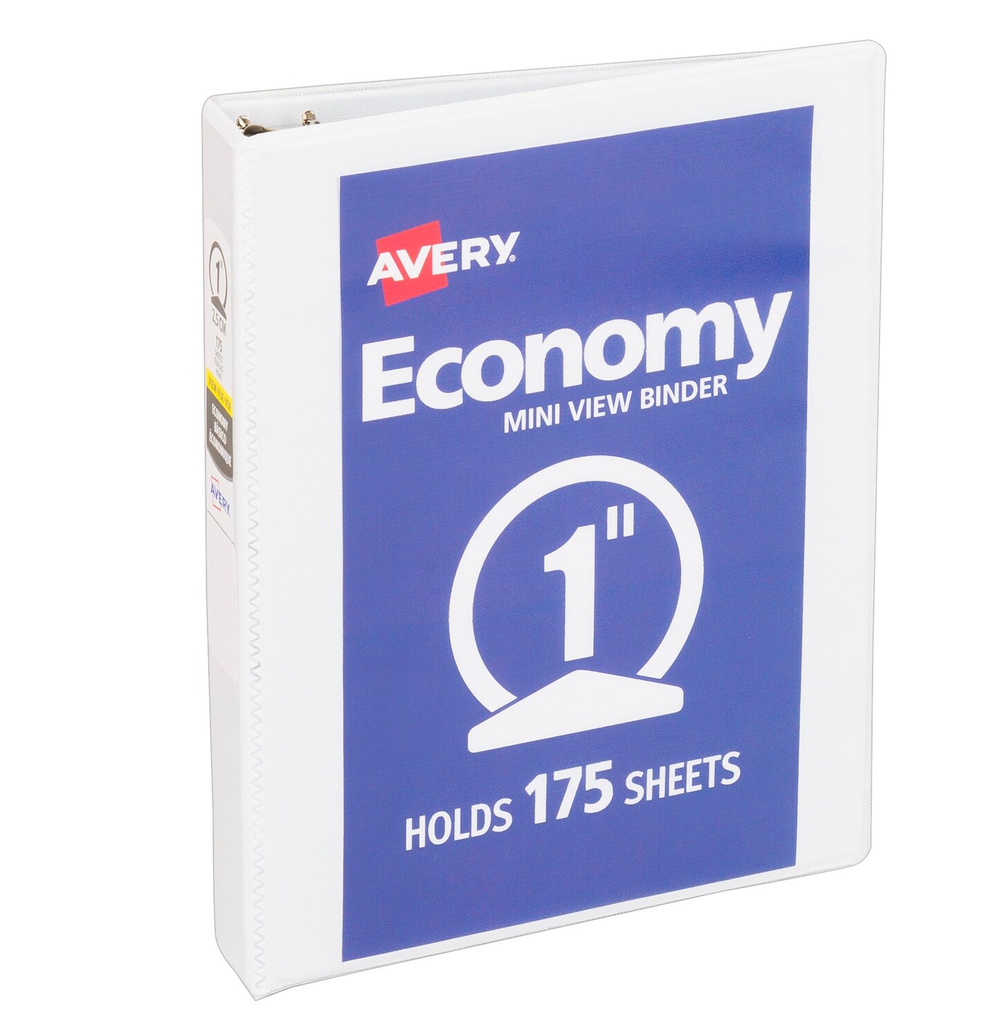 Avery Mini Economy View 3 Ring Binder, 1&#x22; Round Rings, Holds 5.5&#x22; x 8.5&#x22; Paper, 1 White Binder (05806)