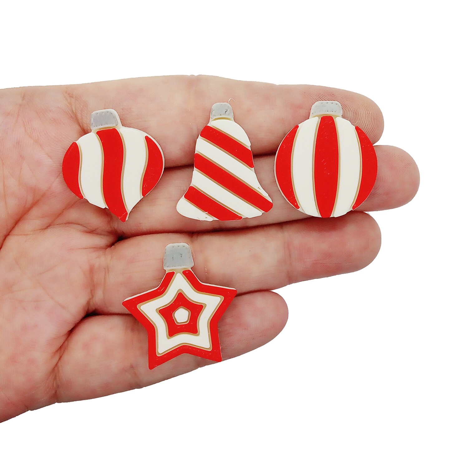 Striped Christmas Ornament Holiday Clay Cutters, 4 pcs, Adorabilities