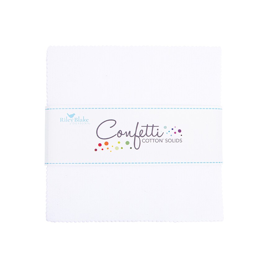 Confetti Cotton 5" Square Pack (Charm Pack / 5" Stacker) in Bright White by for Riley Blake (5-120-BWHITE-42)