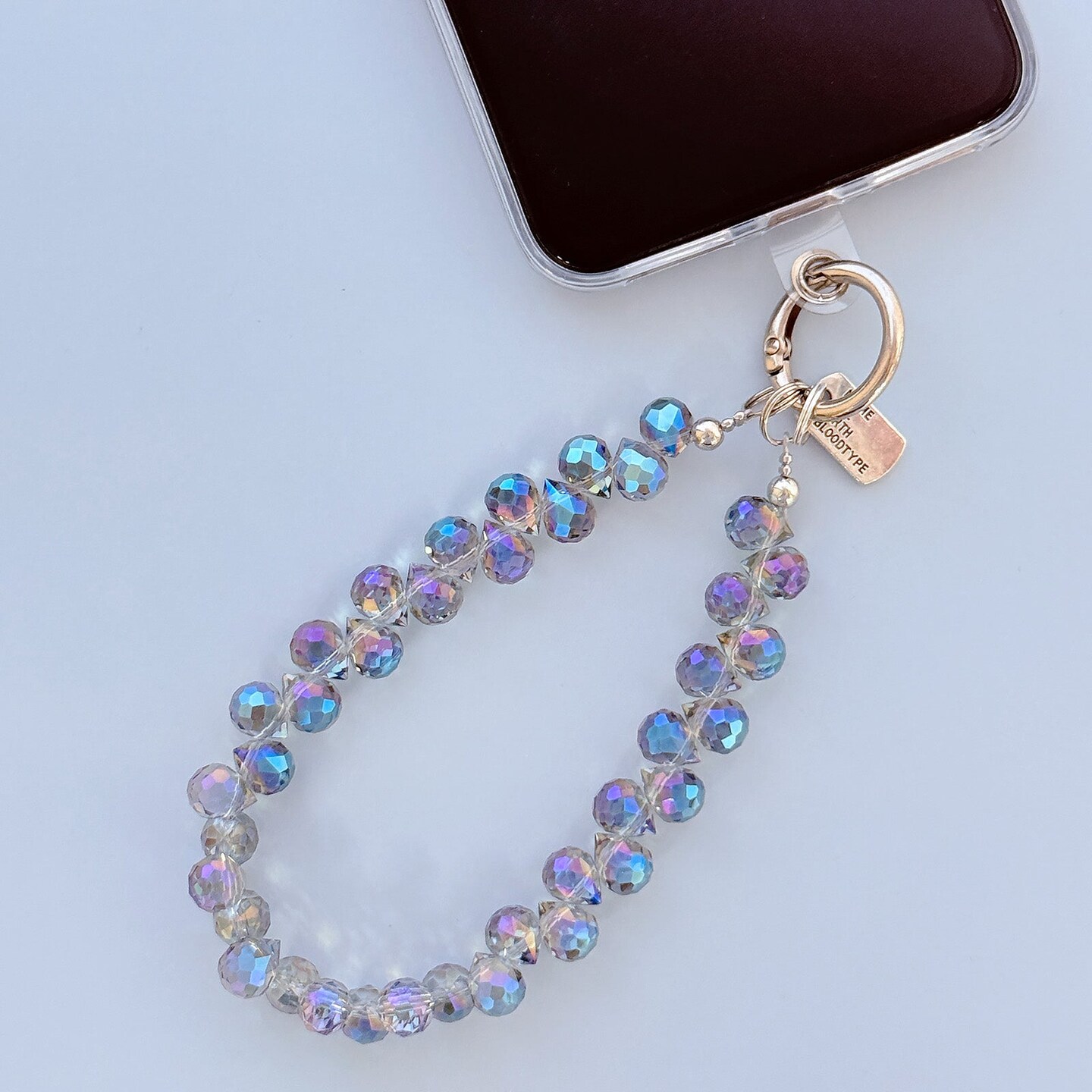 Wrapables Sparkling Beaded Cell Phone Wrist Strap, Keychain, Bag Charm with Lanyard Tether Tab, Blue Crystal