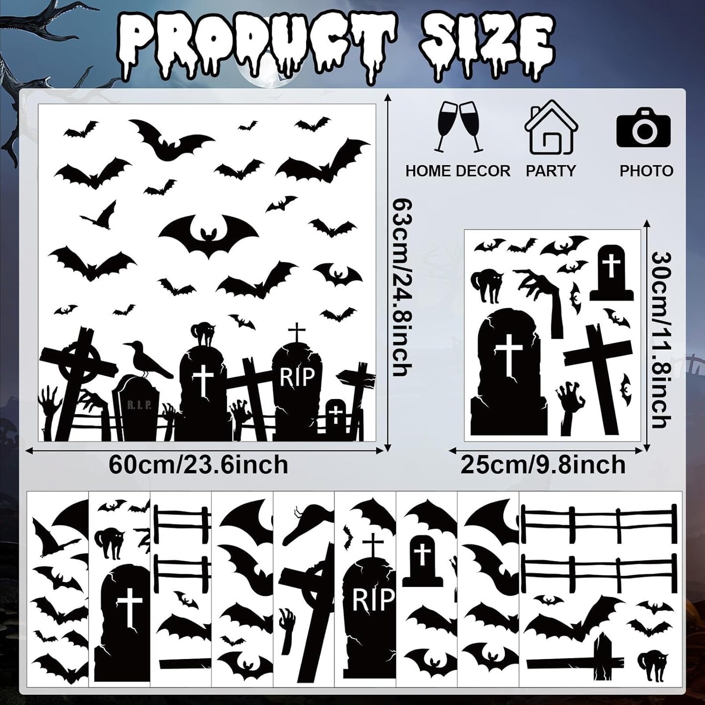 Halloween Bats Window Clings