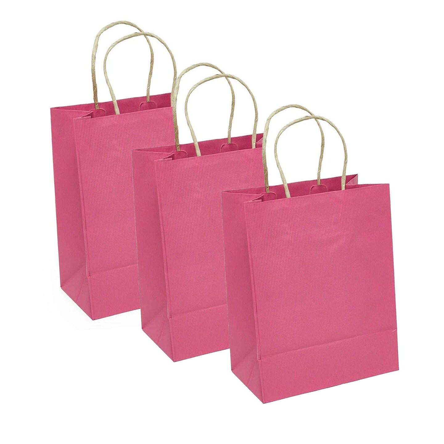250 Pcs Durable Kraft Paper Bags with Stylish Shadow Stripe Design 6" x 3 1/4 " x 8 3/8"