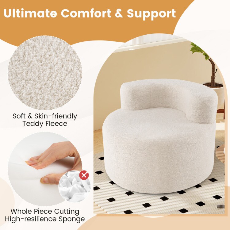 Cozy Moon-Shaped Floor Chair with Teddy Fleece Cover for TV, Gaming, and Reading