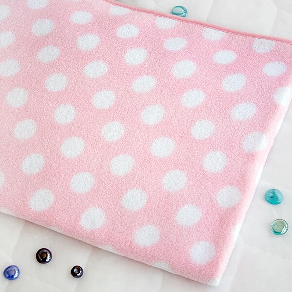 Polka Dot Pink Bow Fleece Throw, Cozy Travel Blanket, Machine Washable