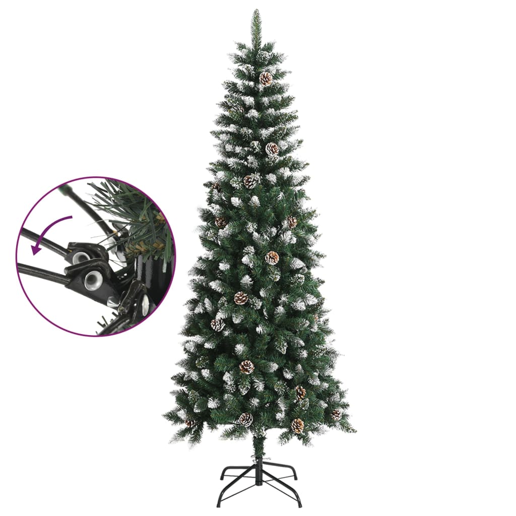 vidaXL Christmas Tree Green and White PVC, Steel Large Collapsible