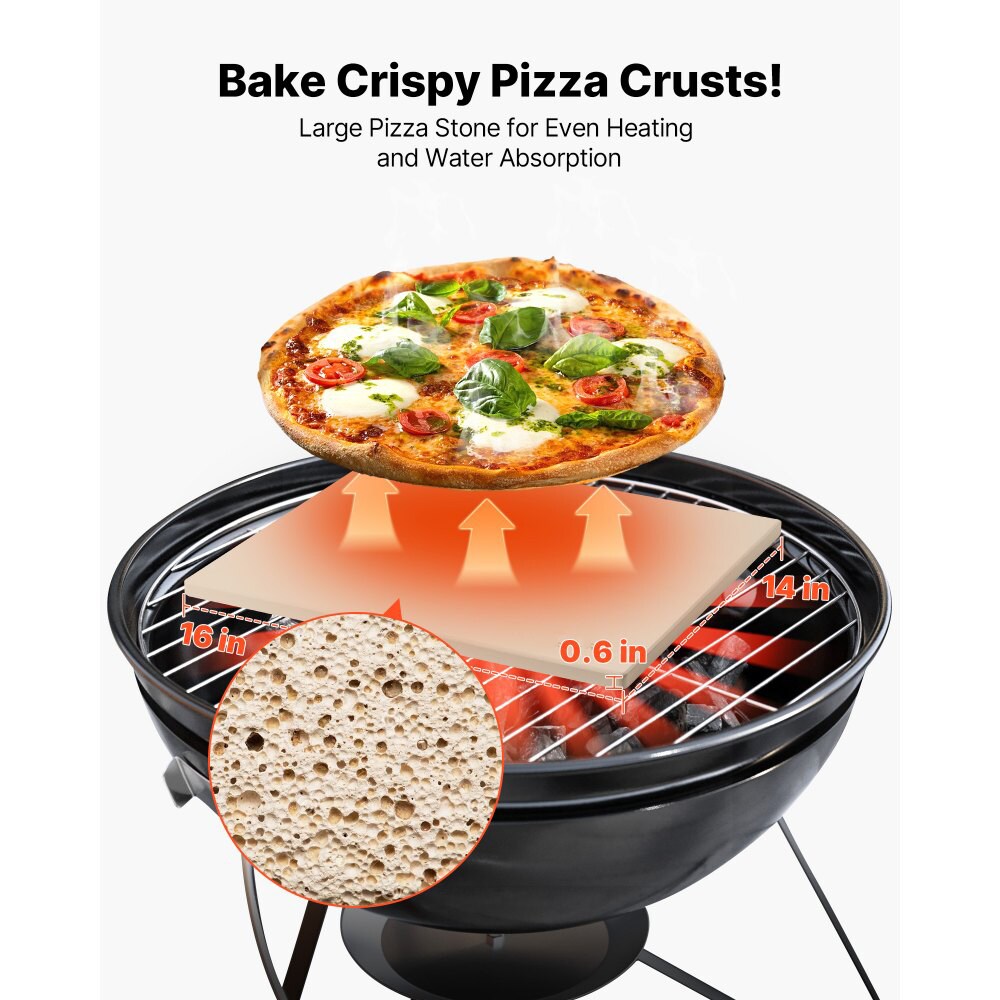 Rectangular 16x14 Pizza Stone Cordierite Thick Baking Stone Heat-Resistant for Oven & Grill
