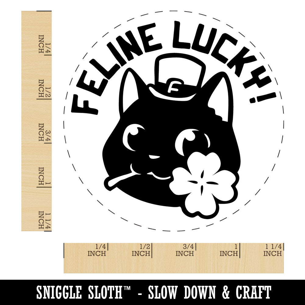 Feline Lucky Cat Leprechaun Hat Clover Saint Patricks Day Rubber Stamp for Stamping Crafting Planners