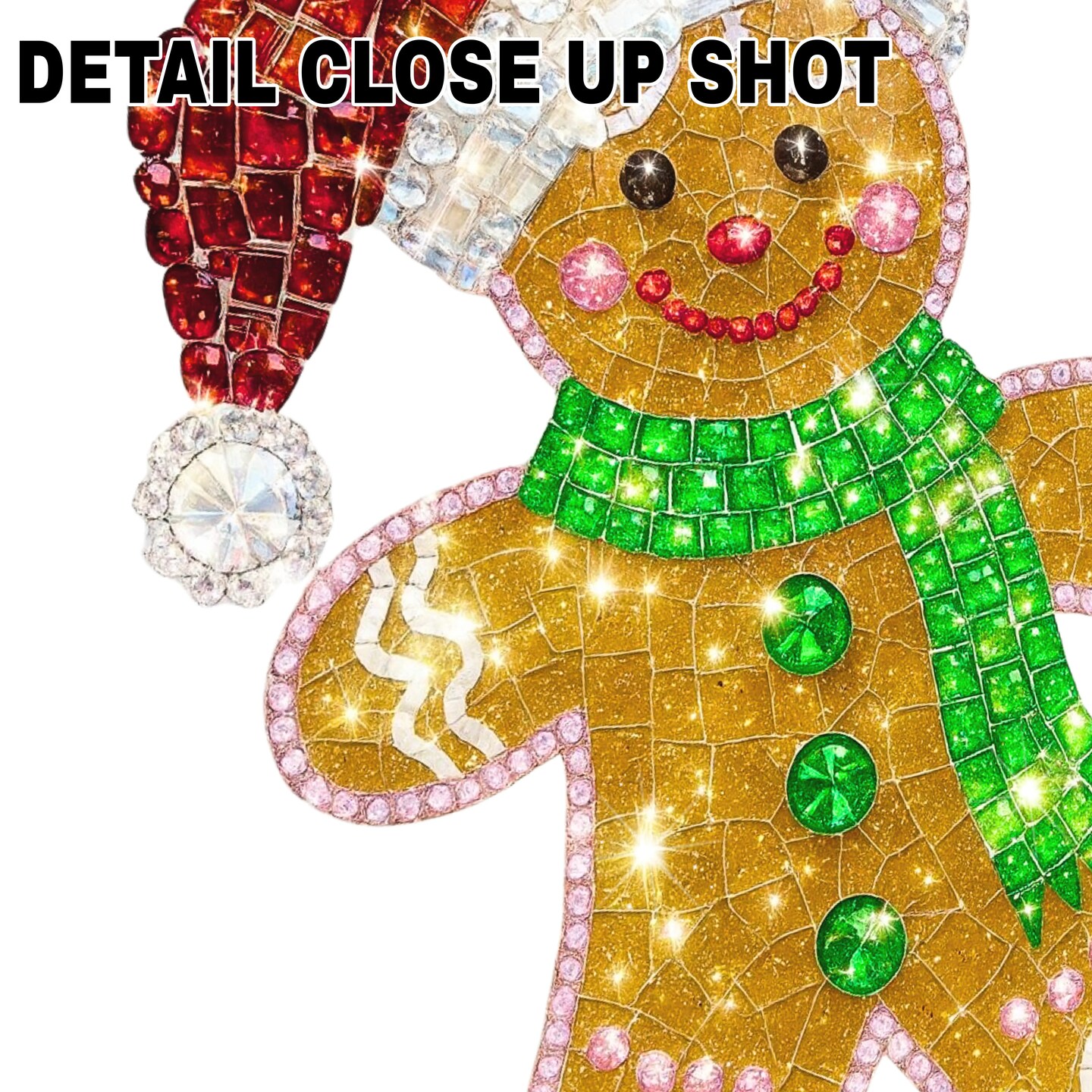 Christmas DTF Transfer - Rhinestone Gingerbread Man Ready to Press