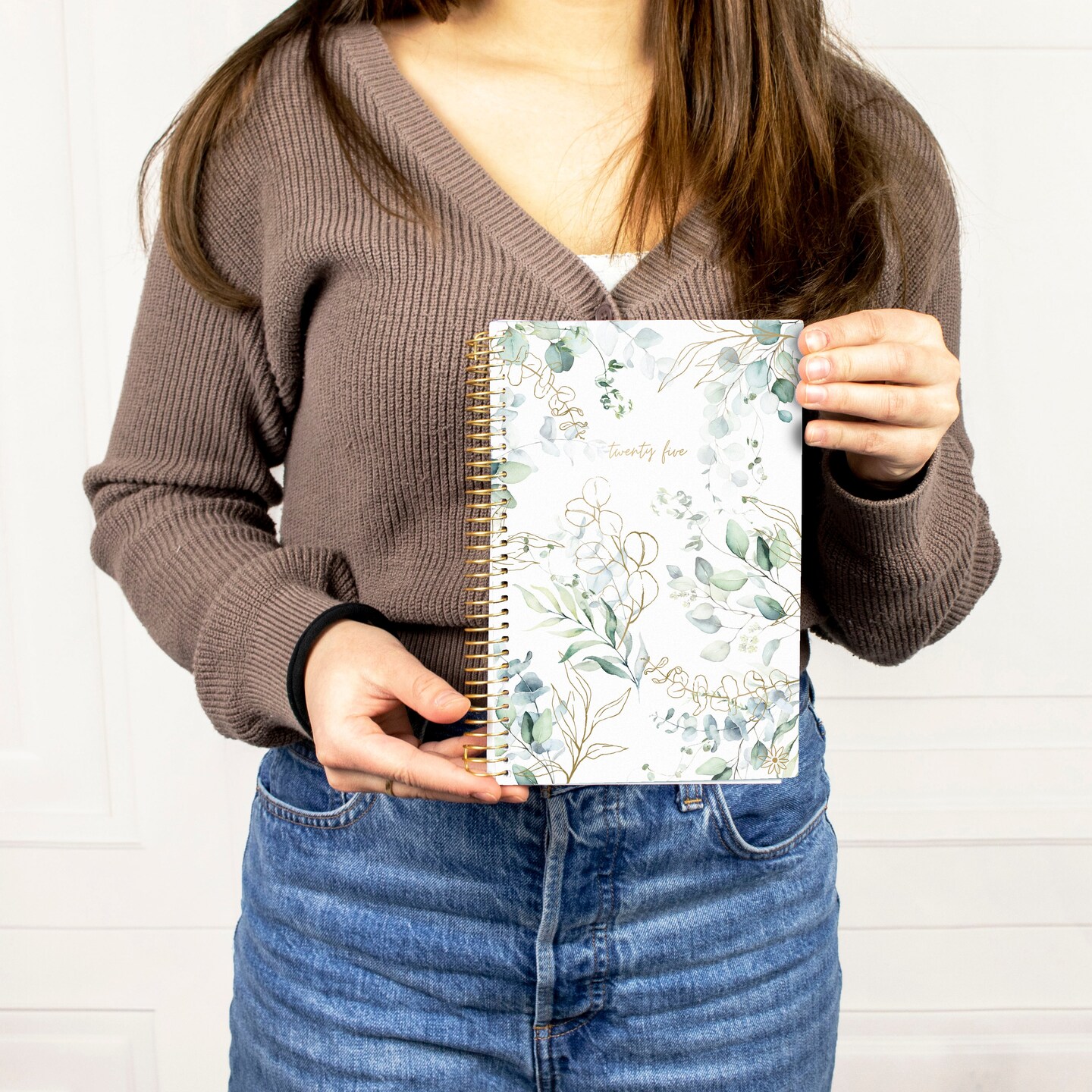 bloom daily planners 2025 Soft Cover Planner, 5.5&#x22; x 8.25&#x22;, Eucalyptus, White