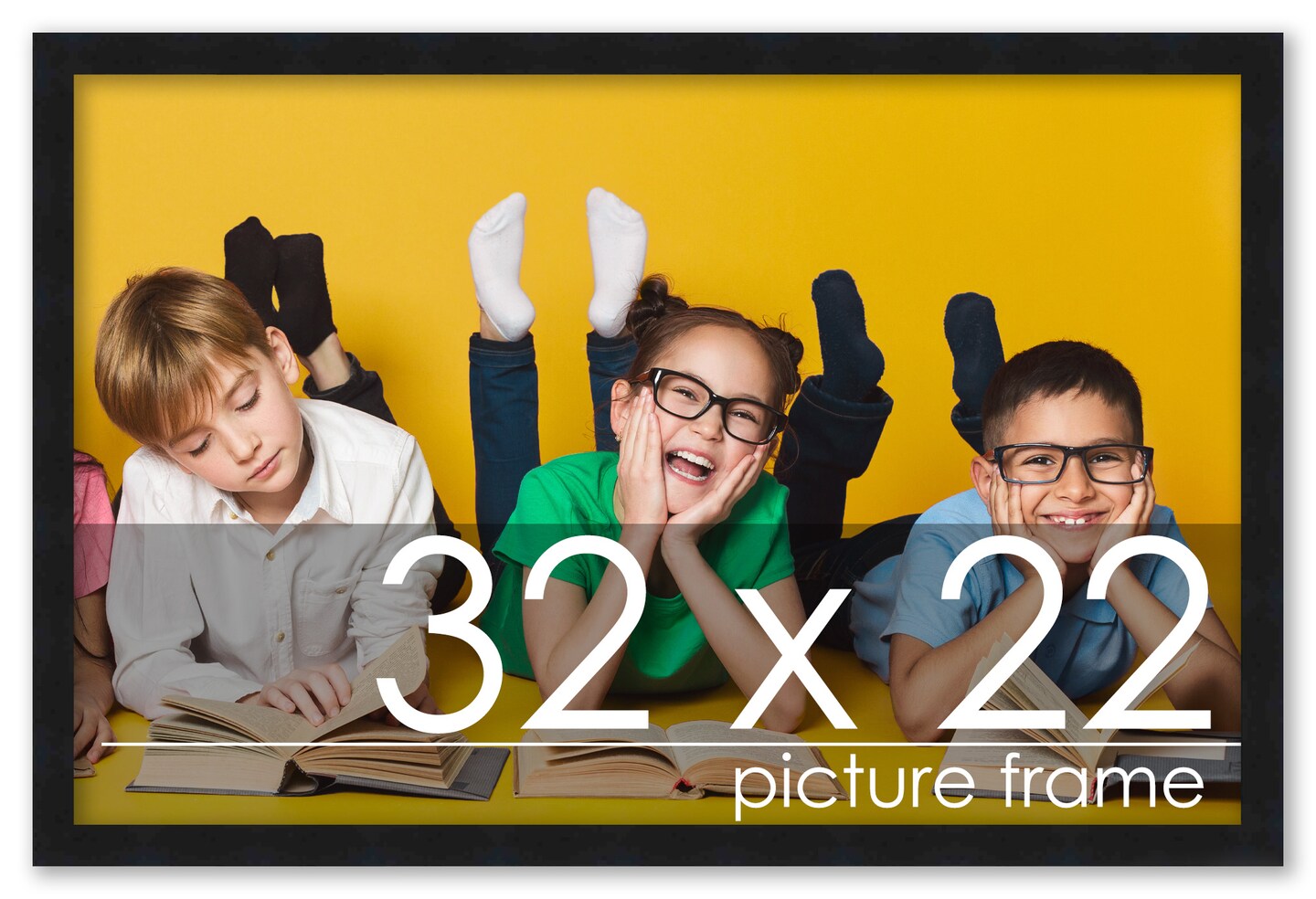 32x22 Solid Wood Picture Frame with UV-Resistant Acrylic & Acid-Free Backing, Available in 6 Finishes: Matte Black, Matte White, Metallic Bronze, Silver, Natural Wood Grain & Mahogany