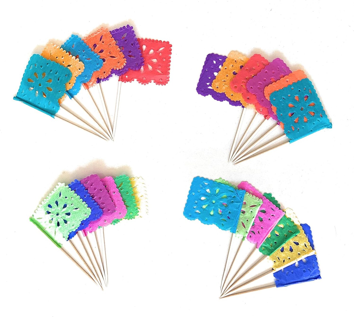 Multi-Colored Mini Mexican Paper Papel Picado Tissue Banner Flags