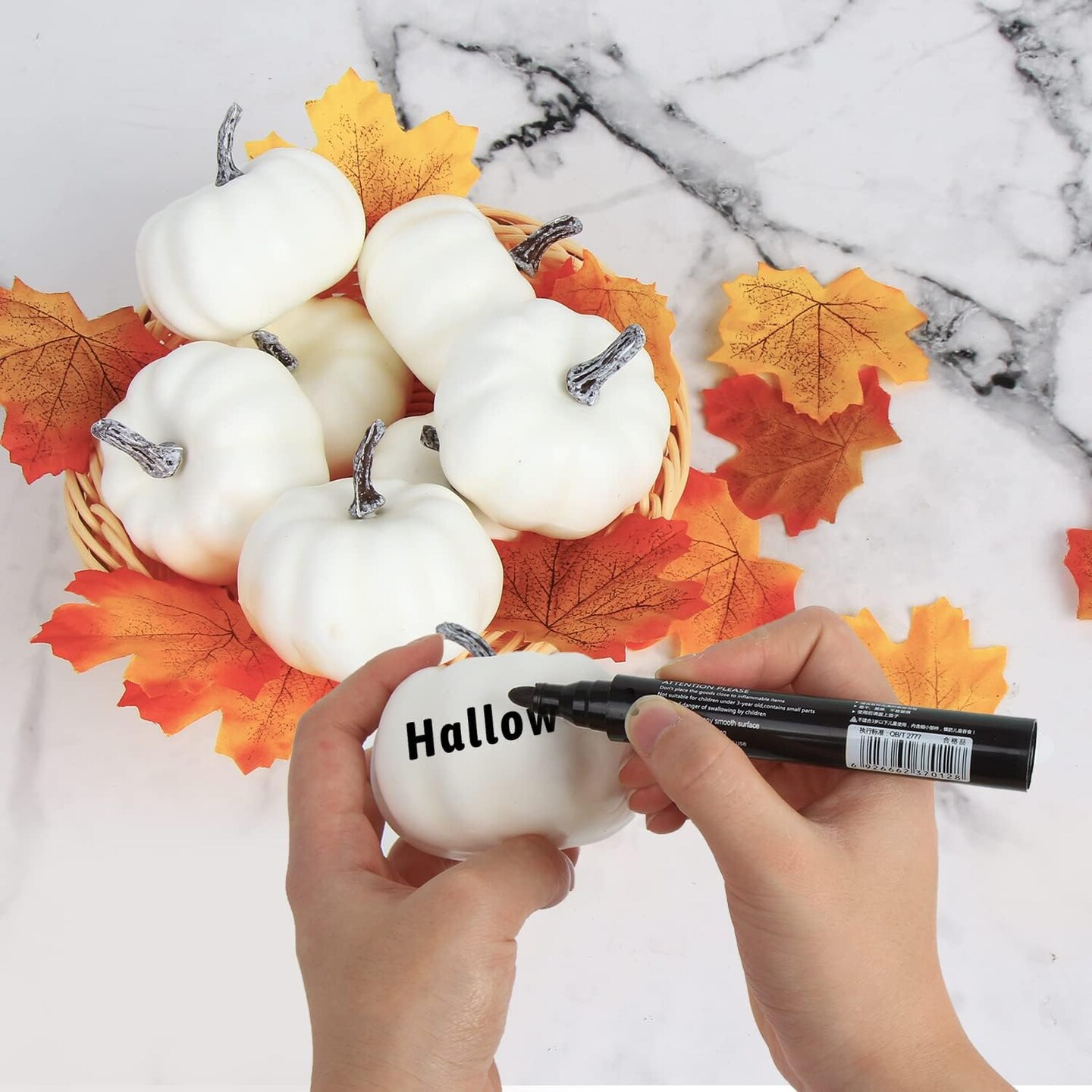 12 PCS Halloween White Artificial Pumpkins