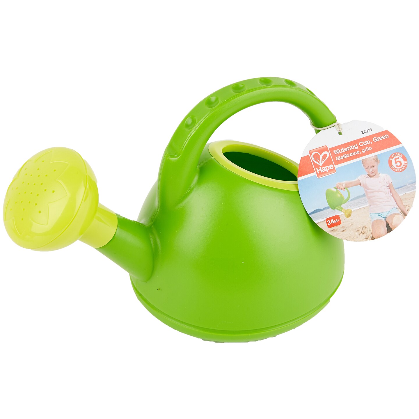 Hape: Watering Can - Green&#xA0;- Gardening &#x26; Water Toy, Sand &#x26; Beach Play, Fill With Water &#x26; Pour From The Spout, 8.5 x 5.7 x 4.9&#x22;, Kids Toddlers Ages 2+