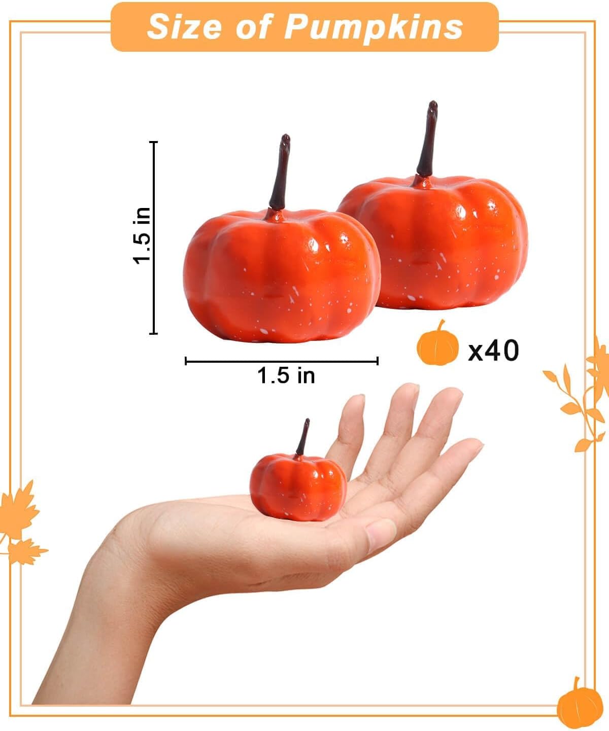 Pumpkins for Decorating - Lifelike Small Faux Red-Orange Pumpkins for Fall Décor, Artificial Fake Foam Pumpkins for Halloween, Thanksgiving, Wedding Party