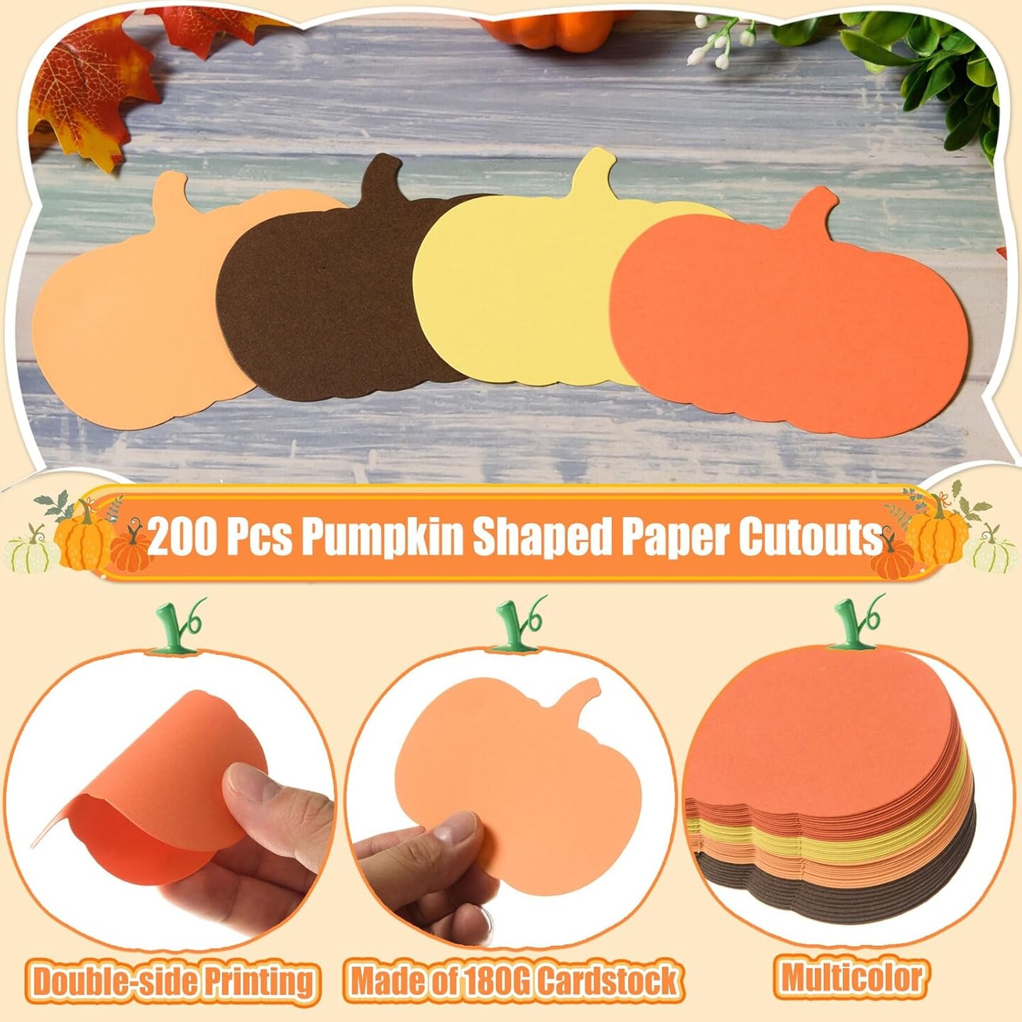 Pumpkin Paper Cut Outs Assorted Colors Pumpkin Die Cuts with Glue Points for Kids School Classroom Bulletin Board Decor Autumn Thanksgiving Crafts Party Supplies