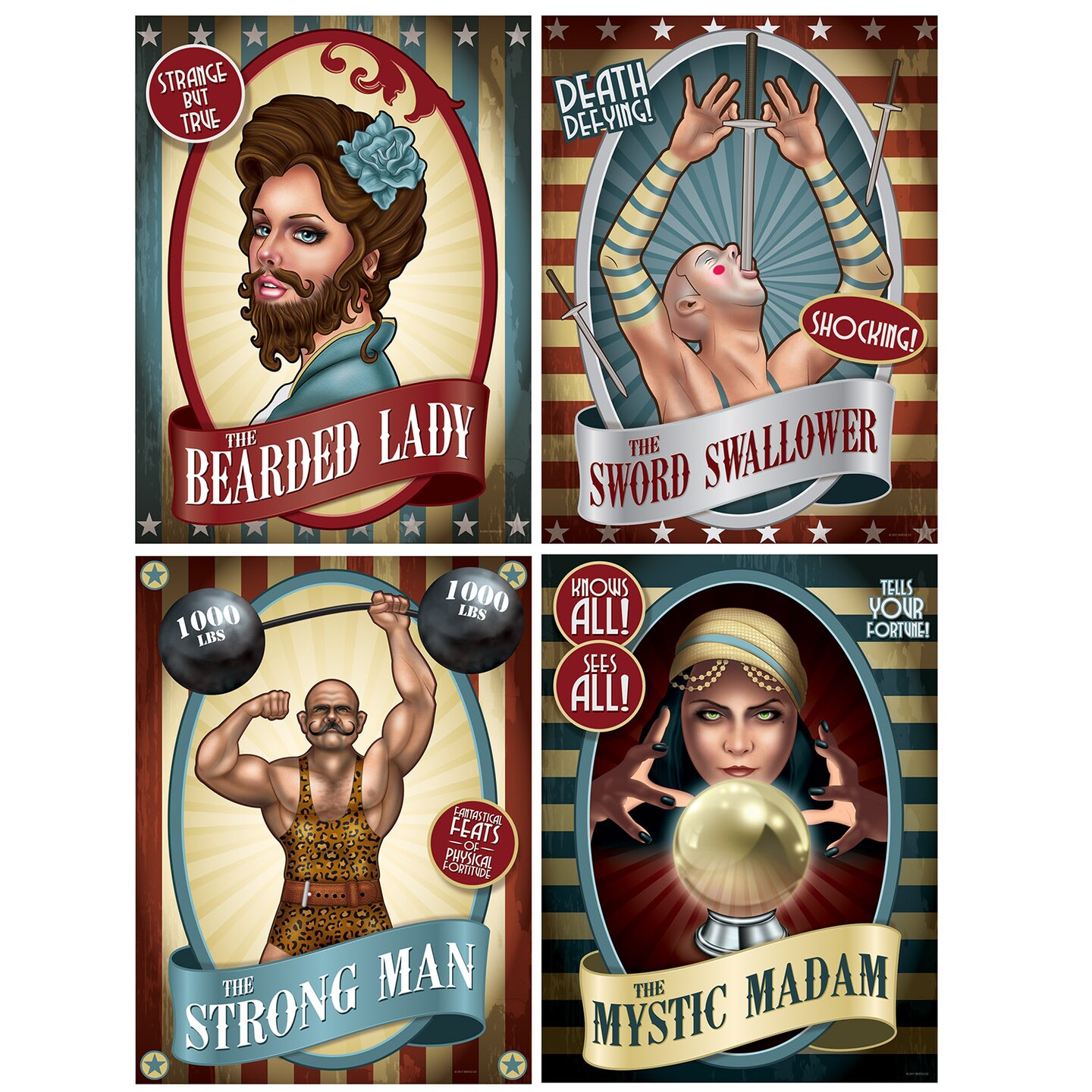 Beistle 15&#xBC;in. Vintage Circus Poster Cutouts - 12 Pack