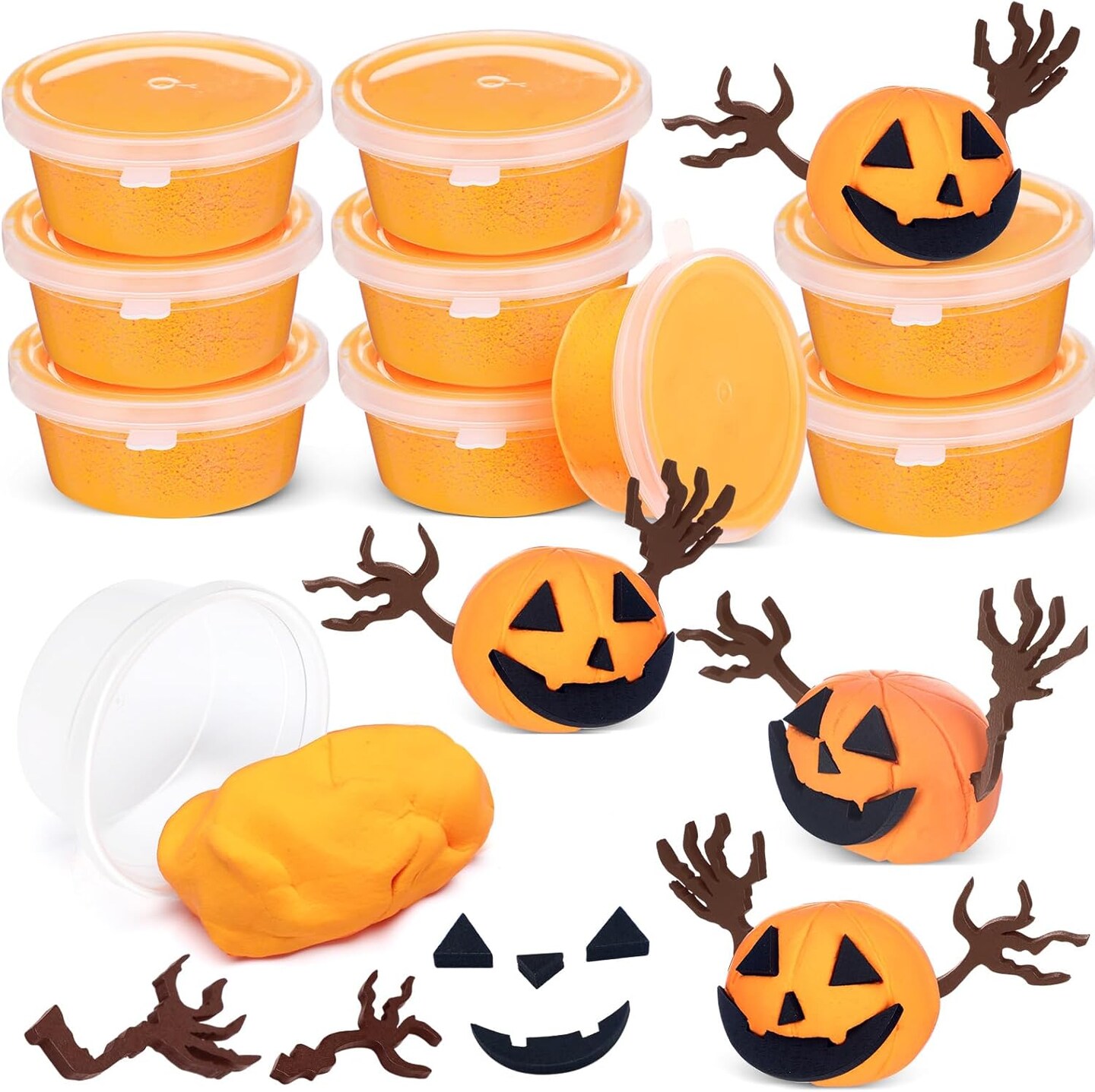 Pumpkin Craft Kits Halloween Crafts Moldable Clay Halloween Mini Wooden DIY Pumpkin Craft Kits Jack O Lanterns for Gift Favors Activity