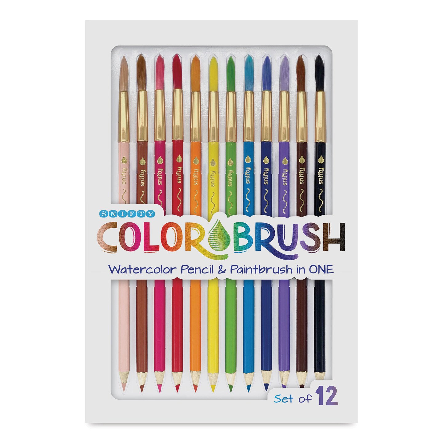 Snifty Colorbrush Watercolor Pencil Brush Set - Classic Colors, Set of 12