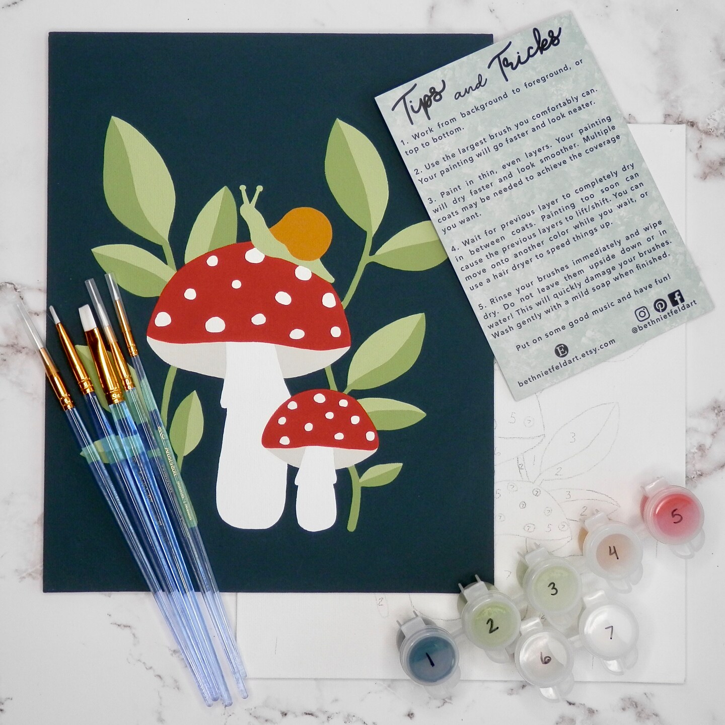 Mushroom Paint by Number Kit | DIY Cottage Core Art
