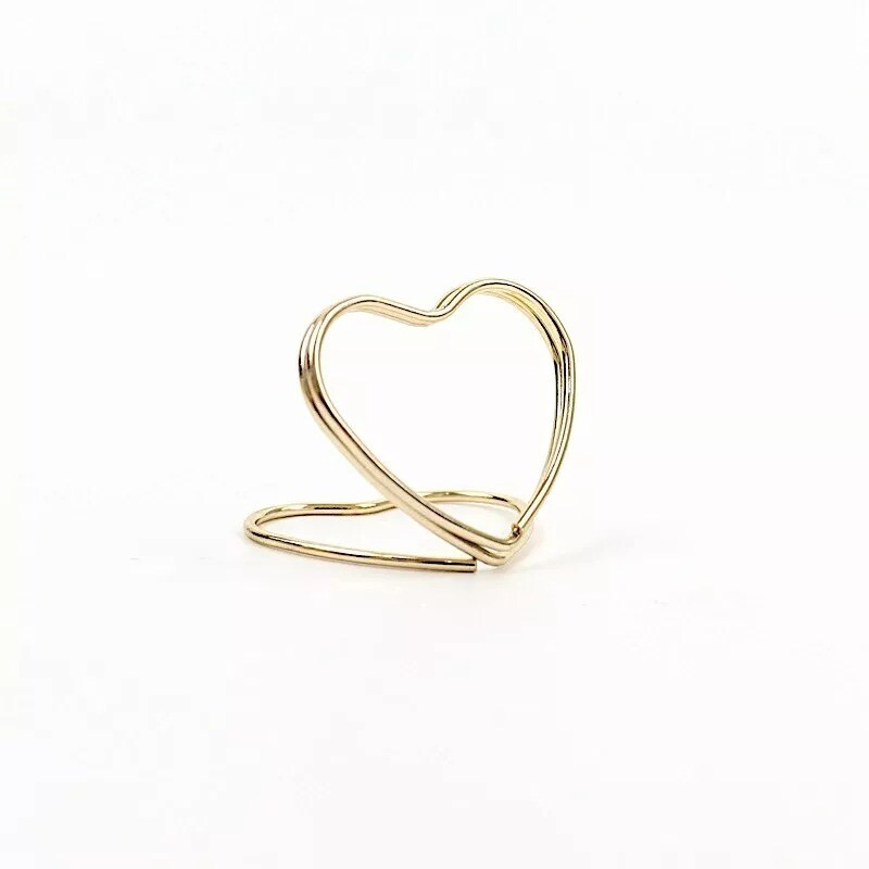 Gold 10 Sign Holders 1&#x22; Heart Metal Place Card Table Number Stands Party Events