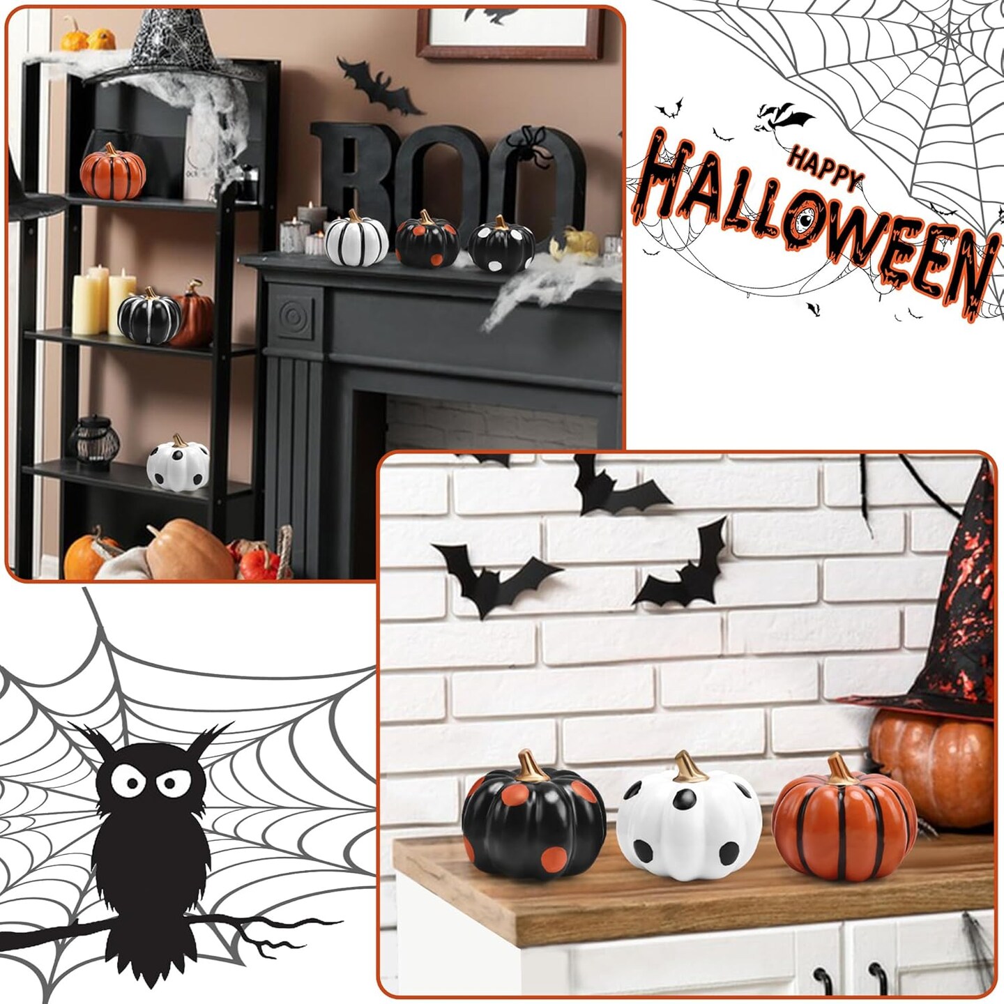 Pumpkin Decor - 6 pcs Artificial Pumpkins for Crafts Decorations for Autumn Home Halloween Decor