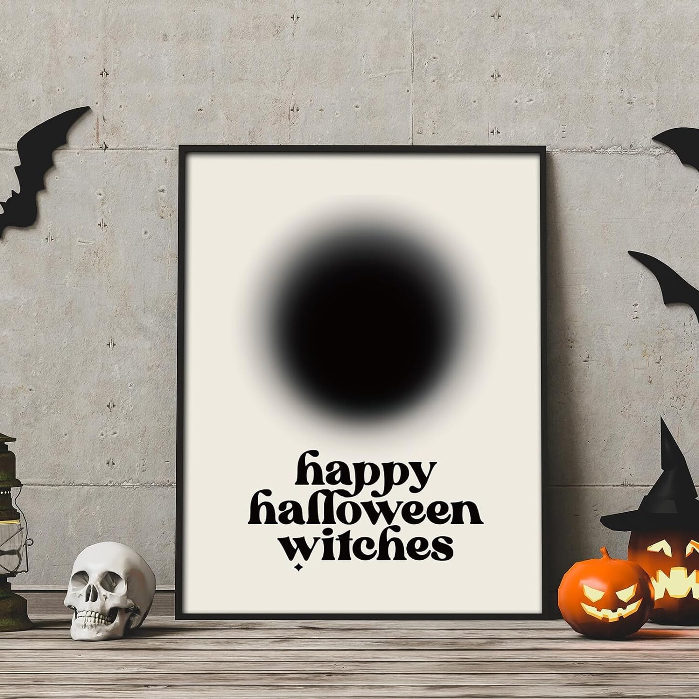 Halloween Wall Art Prints 8X10 Inch Vintage Halloween Wall Decor Boho Skeleton Witch Bat Home Decor Wall Art for Halloween Gallery Wall Home Living Room Bedroom Decor (UNFRAMED)