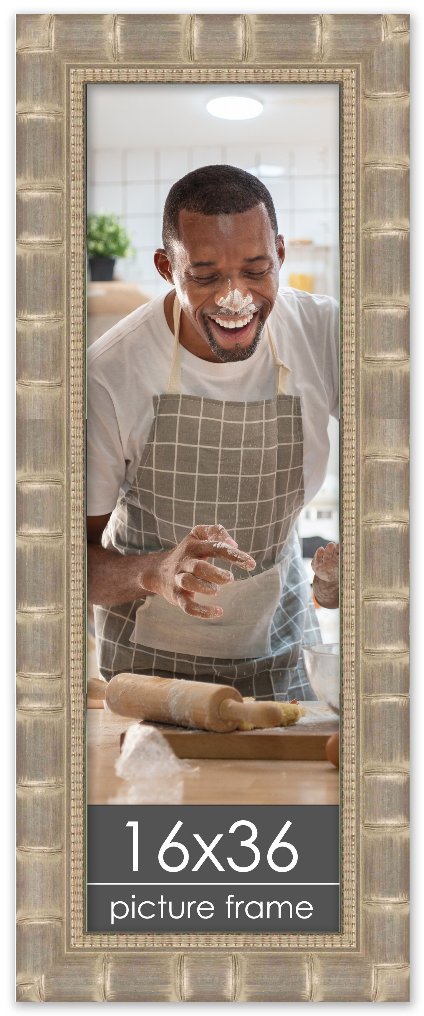 16x36 Wide Bamboo Picture Frame with UV-Resistant Acrylic & Acid Free Backing, Available in 4 Finishes - Brown, Black, Silver, and Natural